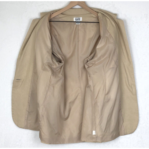 VTG SOSTANZA 100% Silk Jacket Womens Sz XL Beige One Button Lined Blazer Pockets - Picture 2 of 12